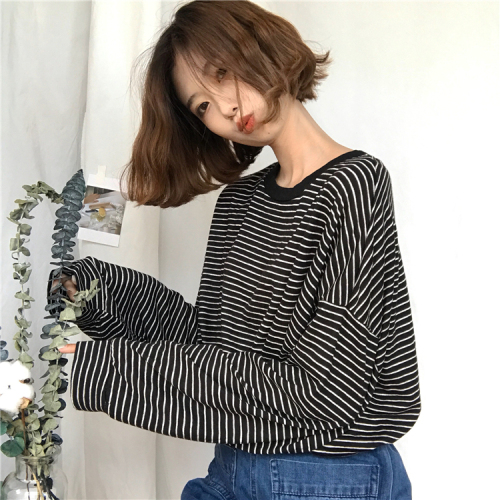Quality Inspection Report of Long Sleeve T-Shirts Made of Real Price ~Loose Large Version Coloured Collar Knitted Stripe Material