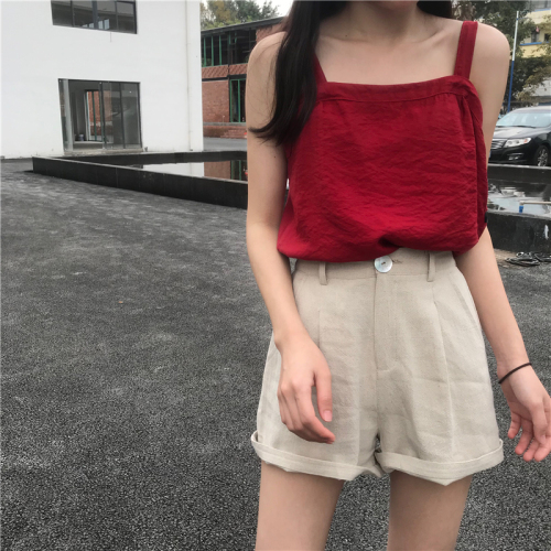Real price ins high waist tight button shorts a wide-legged pants casual pants women