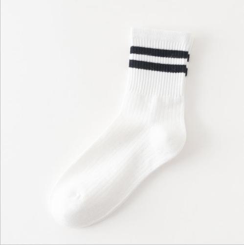 Autumn and winter new Japanese style pile socks two bars sports socks stripes college style women's middle pipe socks women's socks
