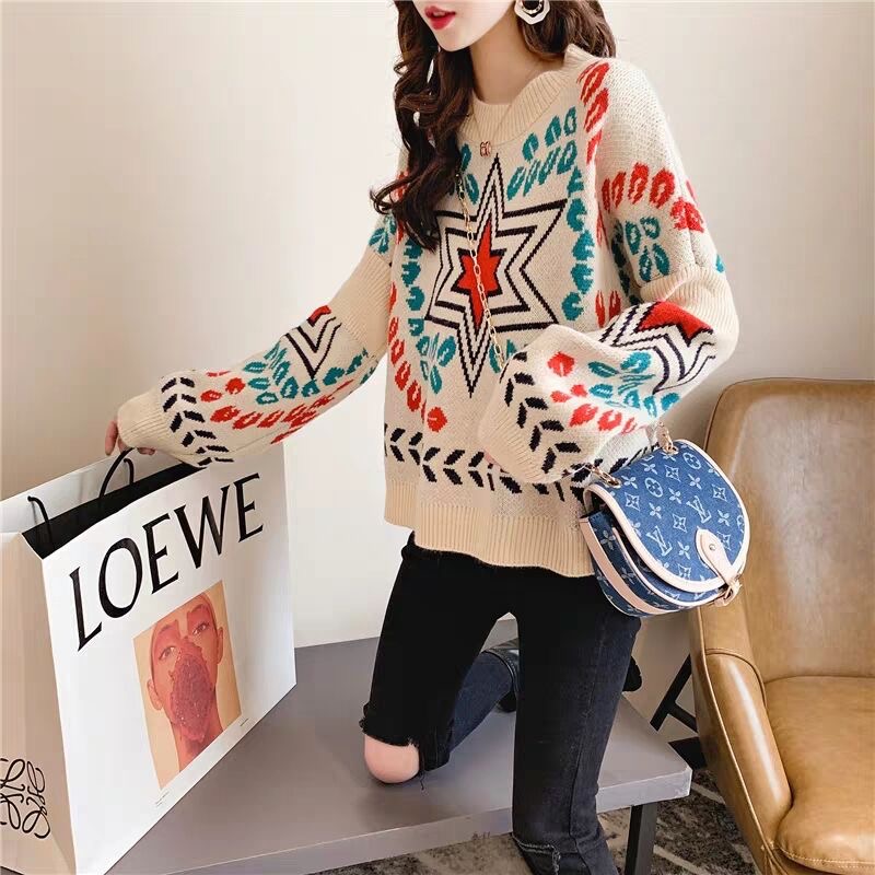 National style short Pullover women's new net red loose knit super hot top in autumn and winter