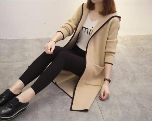 Spring and Autumn Mid-long cardigan windbreaker women Korean version students loose with hats and 100 sets of jacket trend