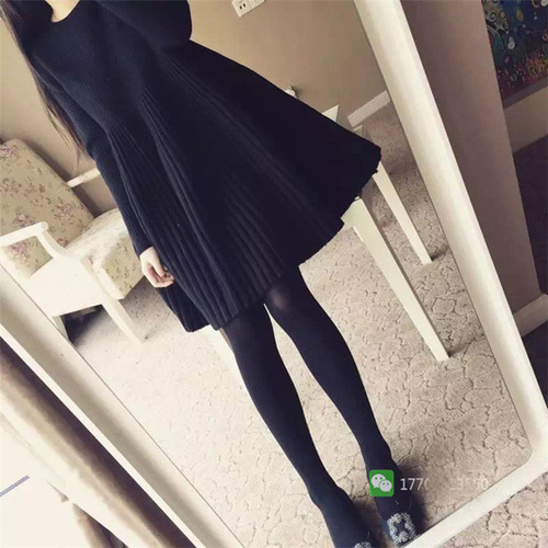 Korean mid-long knitted sweater doll dress in autumn and winter