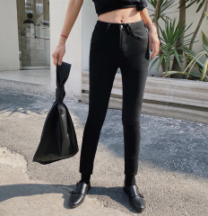 Spring and Summer Black Elastic show thin nine points jeans small feet pencil pants women's fashion versatile slim women's pants