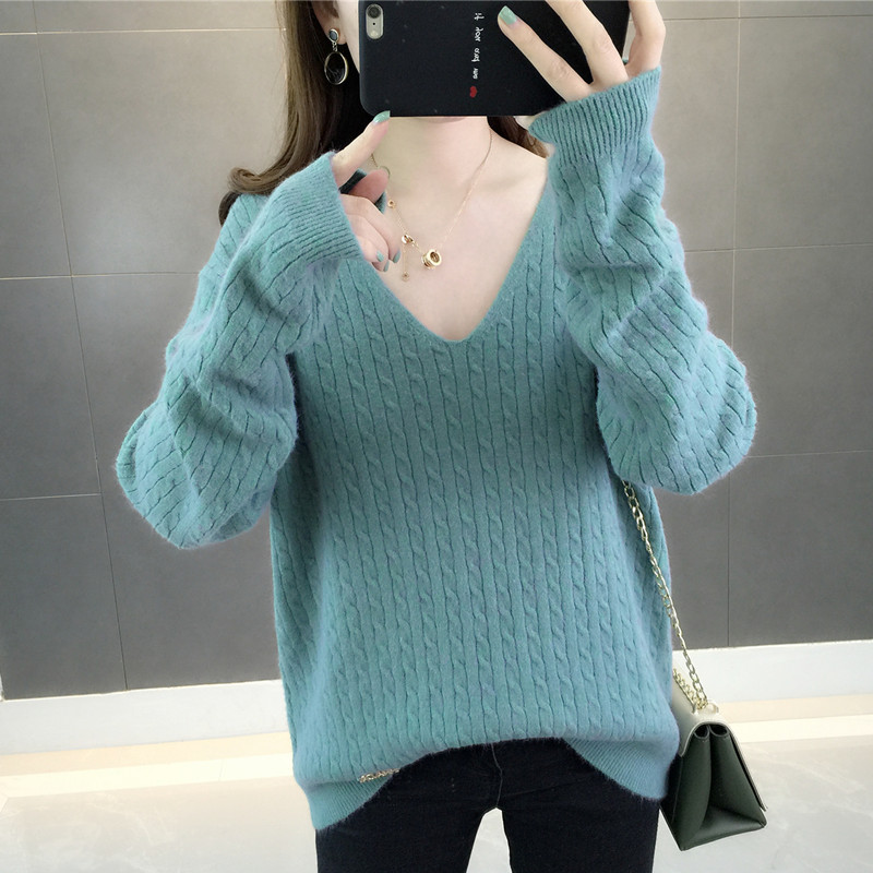 Sweater women's Pullover loose spring and autumn new long sleeve Korean collar lazy knitting bottoming shirt early spring top