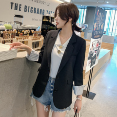 Spring and Autumn New Korean version net red slim suit coat women solid color medium length slim suit