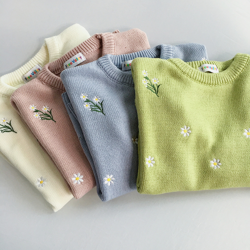 Actual embroidered floret Pullover