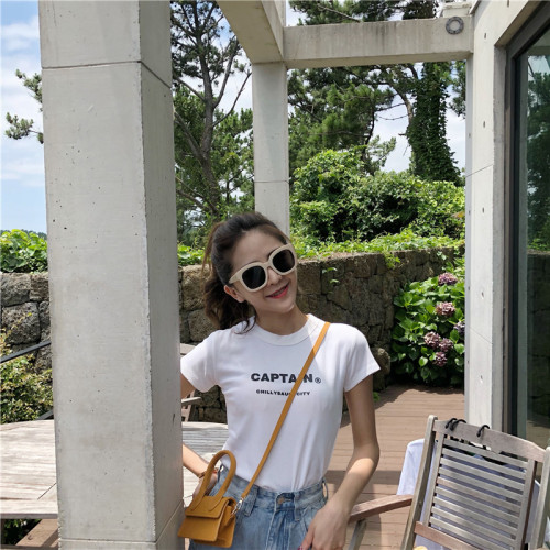 Twenty-six Actual Printed Letter Short Sleeve T-shirt for Women with Korean Version Round-collar and Baitao Female Tide