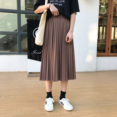 Actual photo of the new Korean version of the 2008 press-fold elastic waist hemisphere skirt with 100 sets of medium and long A-shaped skirt has been inspected