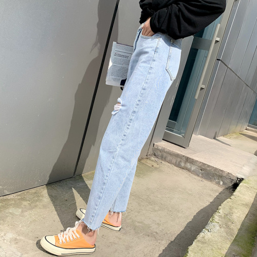 Take a real picture of all kinds of Wang Chuandong jeans women's new loose wide leg high waist straight tube daddy pants