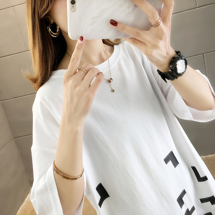 Real photo summer new Korean loose large women's round neck short sleeve T-shirt cotton spandex