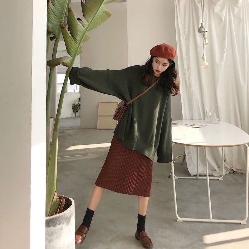 Real-time Vintage loose oversize sleeves with concave sweater women