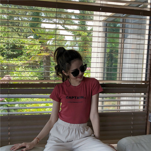 Twenty-six Actual Printed Letter Short Sleeve T-shirt for Women with Korean Version Round-collar and Baitao Female Tide