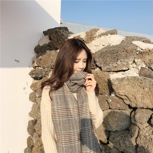 Real-price imitation cashmere scarf female autumn and Winter Classic thousand bird lattice wool knitted Long-style enlarged shawl