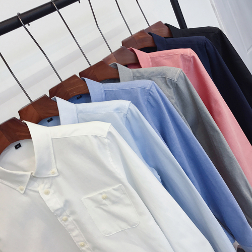 Oxford Textile Shirt Male Pure Male Long Sleeve Shirt