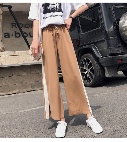 Student's Loose Chiffon Leisure Drop Feeling Open Nine-Branch Pants and Broad-Legged Pants in Spring and Summer