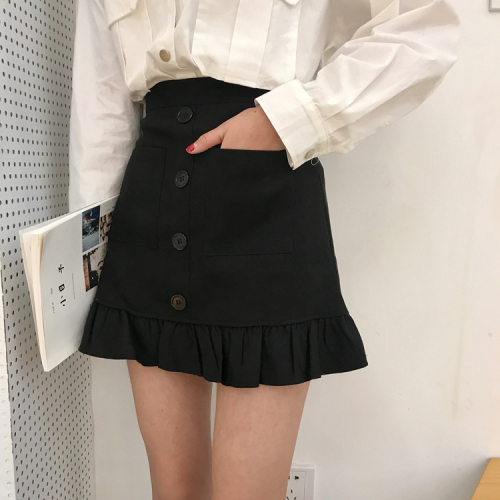 Composition ~Actual Shot ~2018 New Spring Fishtail Skirt, High waist A-shaped Skirt, Half-length Skirt, Korean Edition Short Skirt