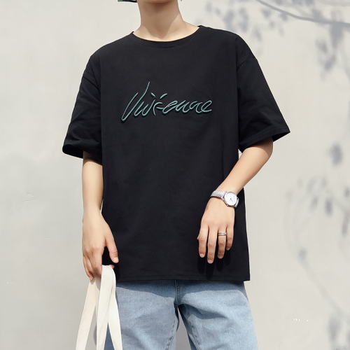 Short-sleeved T-shirt Men Summer Harbour Wind Institution Style Couple Men and Women Clothing Teenagers Loose Hip-hop