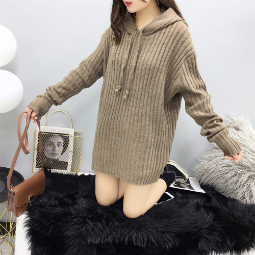 Actual autumn dress Korean version of the new lazy sweater dress skirt medium-length loose knitted sweater jacket thicker women's wear
