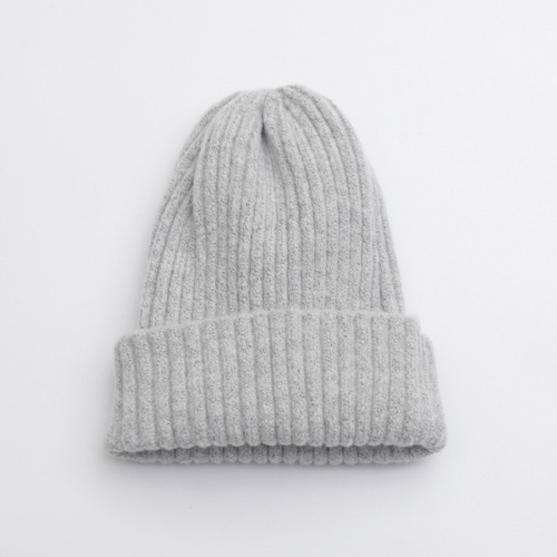 Versatile simple wool hat children's fashion solid color men's autumn and winter warm elastic smooth plate knitting hat
