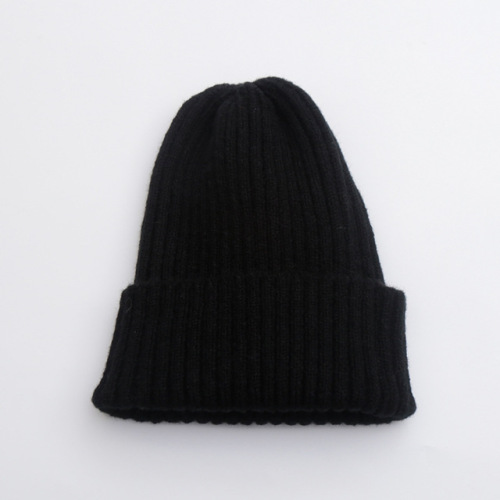 Versatile simple wool hat children's fashion solid color men's autumn and winter warm elastic smooth plate knitting hat