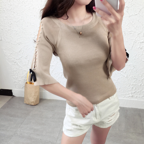 * Actual big round collar knitted sweater for women in autumn