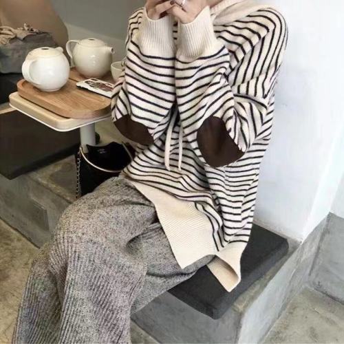 RouWANBA BY180909 after meat is usually comfortable with a single soft glutinous cap striped sweater with the same style of net red