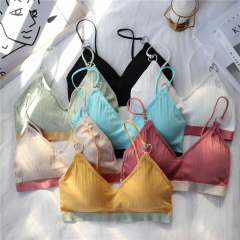 Real photo, real price, new type of thread cotton, simple color contrast underwear, no steel ring, beautiful back, bottom covering, chest covering and bra covering, female