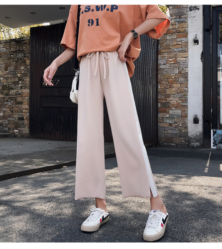 Student's Loose Chiffon Leisure Drop Feeling Open Nine-Branch Pants and Broad-Legged Pants in Spring and Summer