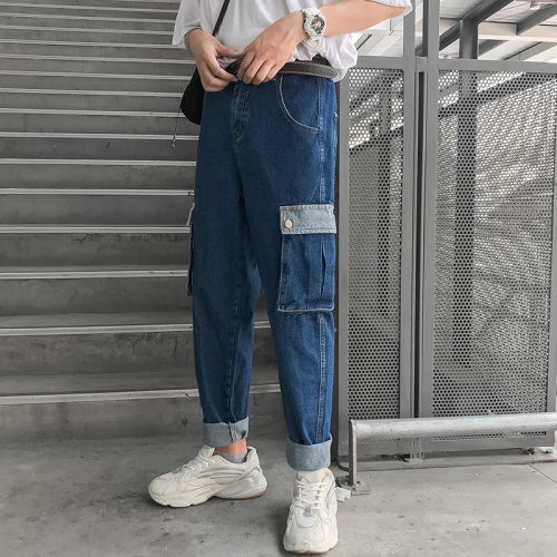 Actual autumn and winter pants men's Korean version of the trend of loose waist, loose multi-pocket overalls pants sport leisure