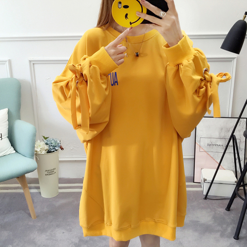 2009 Spring Dress Actual Shot ~Mid-long Autumn Dress Loose Sanitary Clothes Female Korean Version Large Size Student Long Sleeve Topcoat