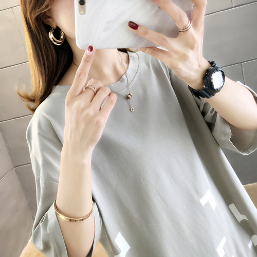 Real photo summer new Korean loose large women's round neck short sleeve T-shirt cotton spandex