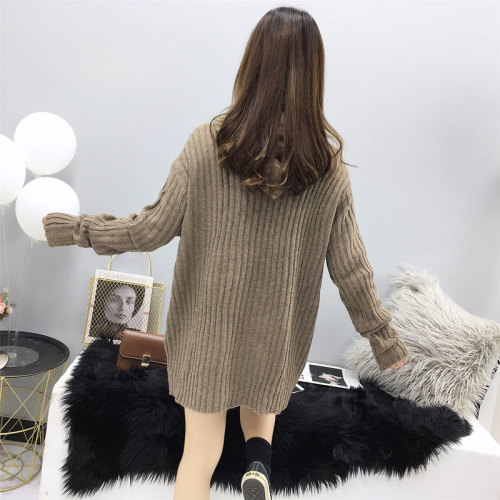 Actual autumn dress Korean version of the new lazy sweater dress skirt medium-length loose knitted sweater jacket thicker women's wear