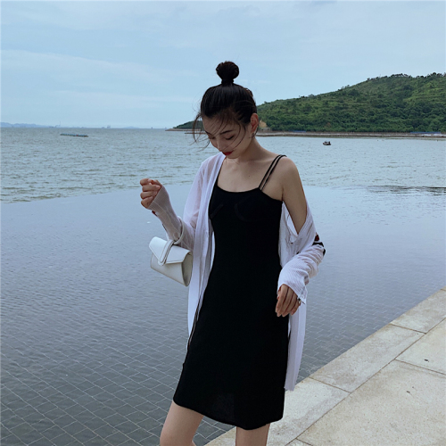 Actual price temperament slim knitted Sling Dress with slim waist, new skirt for children in 2019