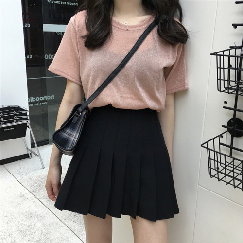Quality Inspection and Fact-Priced High-waist Pleated Half-length Skirt Women's Pure-color Body-building Short Skirt for Students