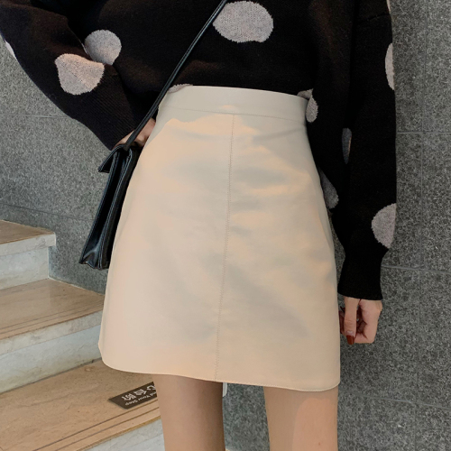 Real picture real price leather high waist and hip shape skirt color