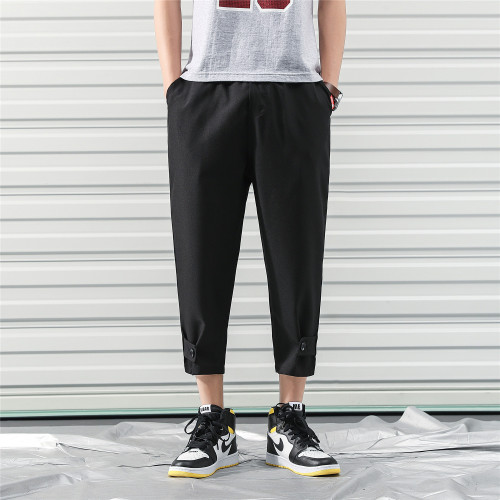 Summer Hallen trousers, casual trousers, men's nine-minute trousers, men's size and small feet sports Korean version of Chao men's trousers