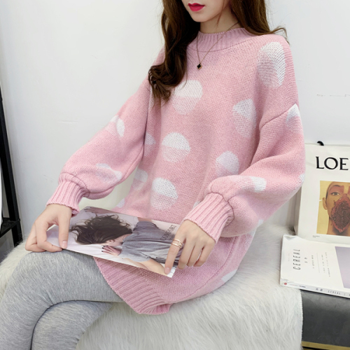 Net red sweater women's loose and lazy autumn and winter new Korean loose Lantern Sleeve medium long knitting dress
