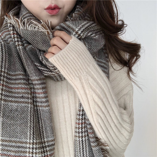 Real-price imitation cashmere scarf female autumn and Winter Classic thousand bird lattice wool knitted Long-style enlarged shawl