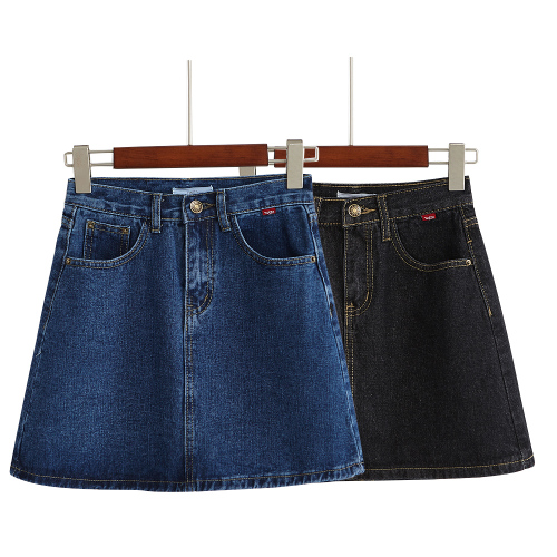 Real-time quality inspection basic red small label jeans buttock skirt jeans skirt