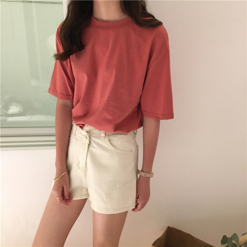 New Fig. 15 Color 4 Size Pure Bottom Bottom Top, Women's Baitao Basic Short Sleeve T-shirt