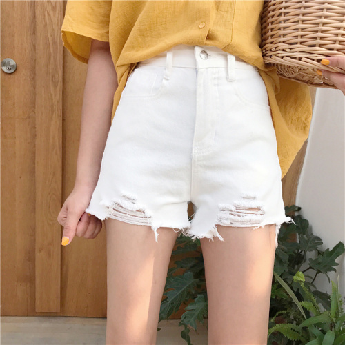 Real-price Korean version of high waist, thin, hollow, wide-legged hot pants, jeans and shorts have been tested