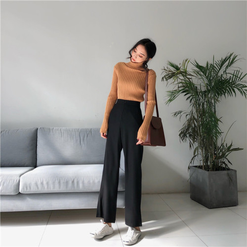 Actual shooting of spring and summer thin Retro High waist Baitao micro-pull leisure pants