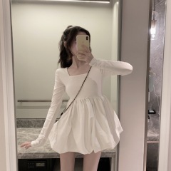 Real picture square neck dress