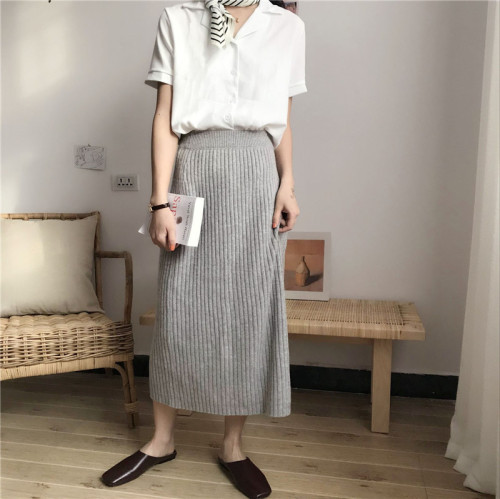 Short sleeve shirt with chiffon collar and Korean style suit in summer