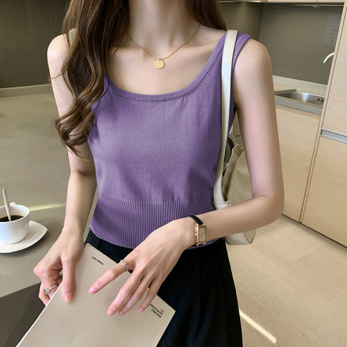 Small suspender waistcoat for women's Xia Xinji underpainting fashion, short slim knitted, slim and sleeveless top on the inside