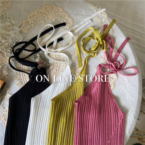 Knitted suspender vest for women's wear, new Korean version in summer, slim and versatile