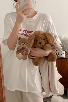 Korean cute bear print T-shirt 2 colors