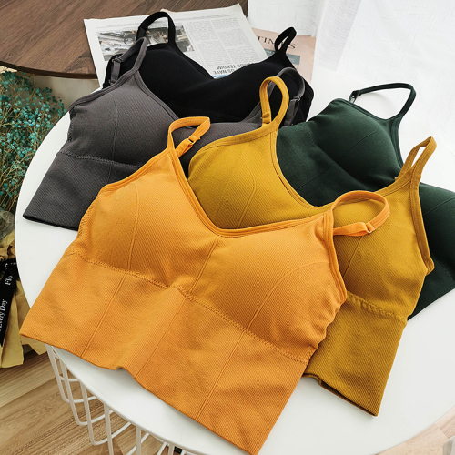 Beautiful back white bra women's summer 2020 new Korean small sling bottoming chest wrapping no steel ring Sports Top