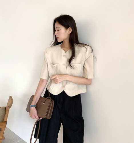 Korean simple casual shoulder padded jacket