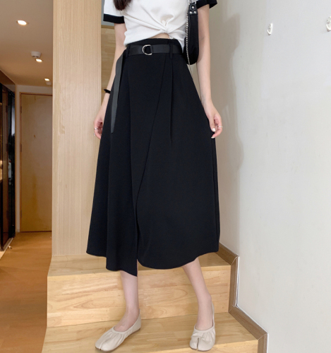 Real price ~ mid length skirt female 2021 spring and summer A-line high waist slim elastic waist student skirt